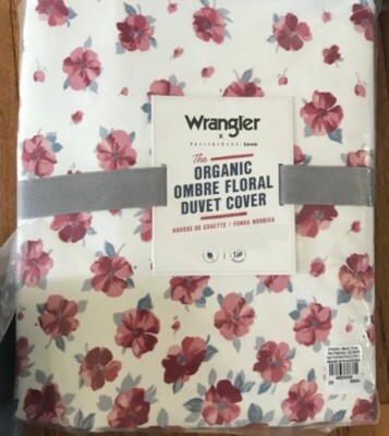 Pottery Barn Wrangler Ombre Floral Duvet Cover Set Red Queen 2 Std Shams Teen-image