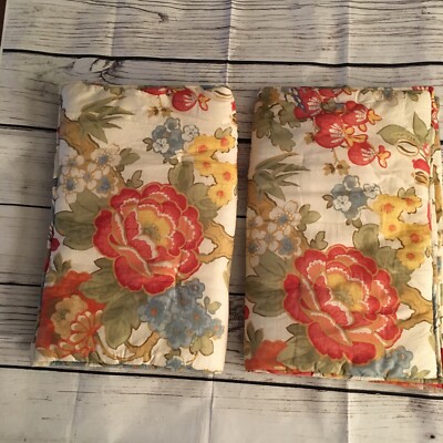 Pottery Barn Pillow Shams Quilted Standard Set Of 2 Floral Beige Multicolor-image