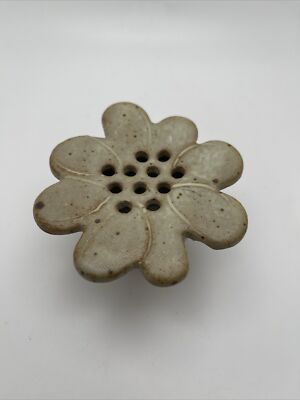 Vintage Studio Pottery Vase Shaped Like A Flower  2” Tall 3.5”Wide.  Signed EH.-image