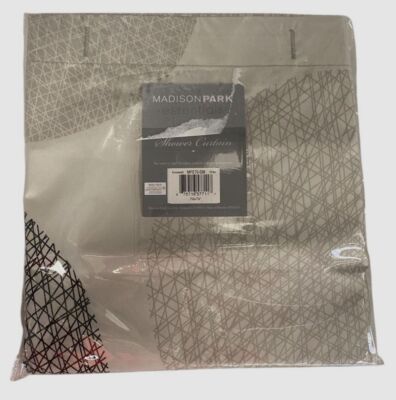 Madison Park Gray Cabrillo Geometric Print Knowles Shower Curtain Size 72