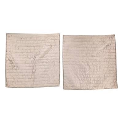 Pottery Barn Euro Sham Set of 2 Beige Dark Taupe Reversible Silk Cotton 26x26-image