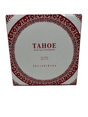 Pottery Barn Fair Isle, Stoneware Tahoe Bowl Set Of 4_New In Box-image