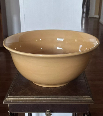 Pottery Barn SAUSALITO Large Deep Footed Serving Bowl 12.5” Amber Yellow NEW-image