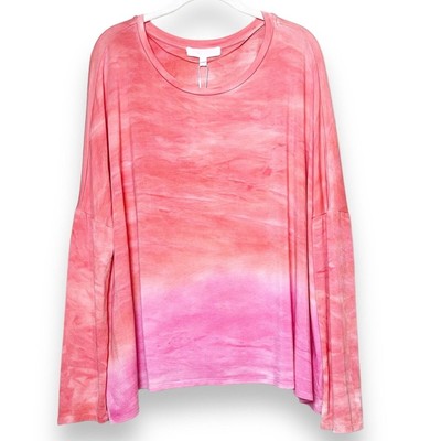 Adyson Parker NWT Tie Dye Knit Top ombré dip dye coral orange pink relaxed cozy-image