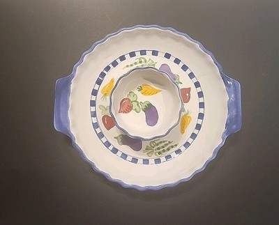 Signed Large Stoneware Dish Chip And Dip Plate Cold Or Hot-image