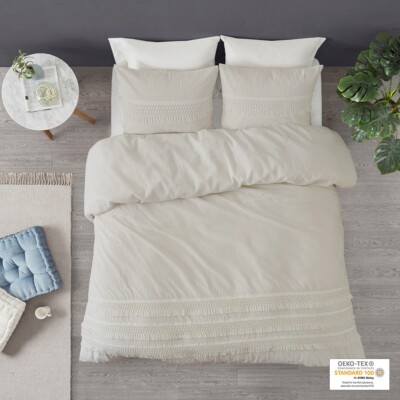 Madison Park Amaya 3 Piece Cotton Seersucker Duvet Cover Set-image