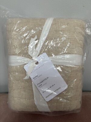 NEW Pottery Barn PickStitch Handcrafted Cotton Linen EURO Sham~Flax-image