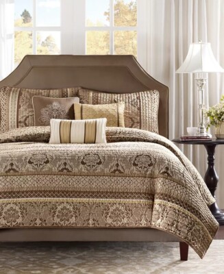 Madison Park Bellagio 6-Pc. Quilted Brown Full/Queen-image