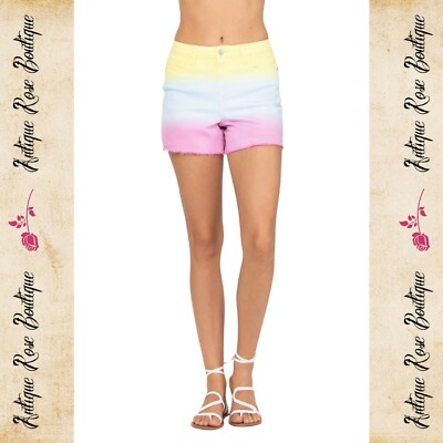 🌹 Judy Blue Dip Tie Dye Cut Off High Waist Shorts-image