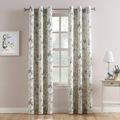 No. 918 Marra Floral Print Semi-Sheer Grommet Curtain Panel, 48