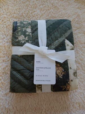 pottery barn Winter Spruce Quilted Sham 1 euro original $79.50 new-image