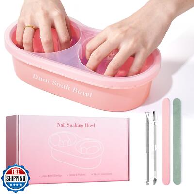 Dual Nail Soaking Bowl Acetone Proof: 2-in-1 Dip Powder Gel Nail Polish Remov-image