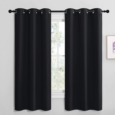 Halloween Bathroom Blackout Thermal Curtains and Drapes, Black Solid Thermal ...-image
