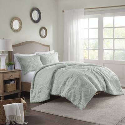 Madison Park Embroidered Medallion Long Fur to Mink Full/Queen Comforter Set-image