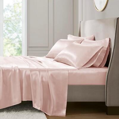 Madison Park Essentials Premier Comfort Satin 6-Pc Set. Ca Blush California King-image
