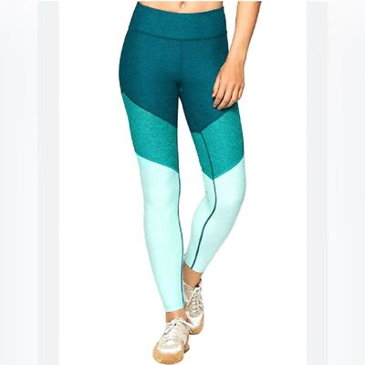 Outdoor Voices 7/8 Dipped Colorblock Leggings Teal Size L-image