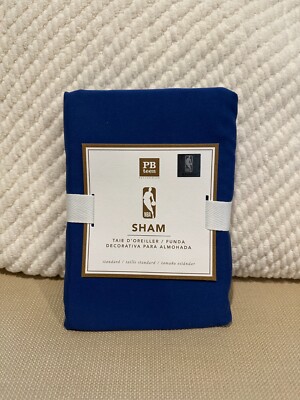 NEW Pottery Barn Teen NBA Blue White Gold Stripe Std.Sham (Golden State Warrior)-image