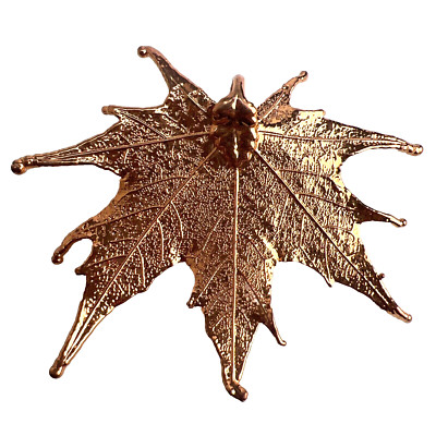 Vintage Unbranded Large Real Maple Leaf Dipped In Copper Pendant Ornament-image