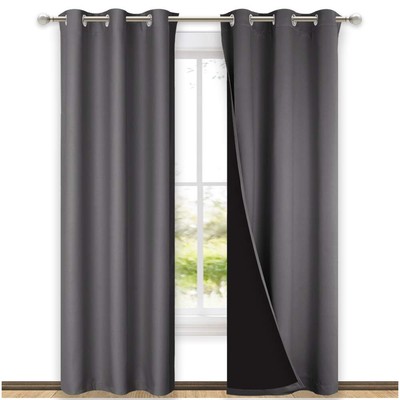 Grey Full Shade Curtain Panels, Pair of Thermal Insulated & Energy Efficiency...-image