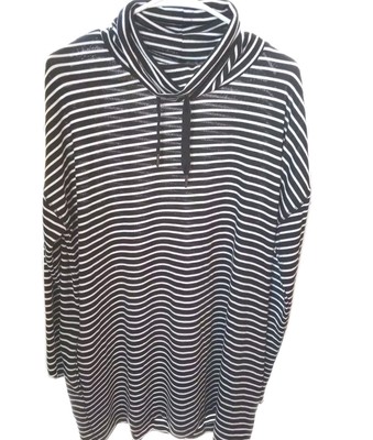 Dip Women’s XL Long Sleeve Turtleneck Top Shirt Striped Black Comfy Spring Long -image