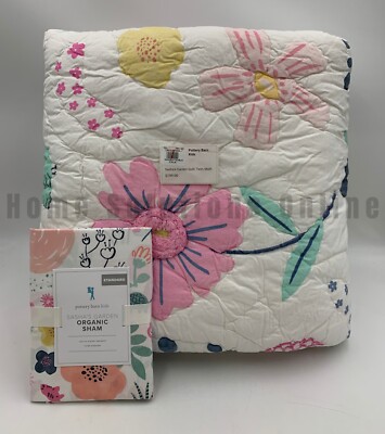 Pottery Barn Kids Sasha's Floral Garden Twin Quilt 1 Standard Sham Multi #Z1310-image