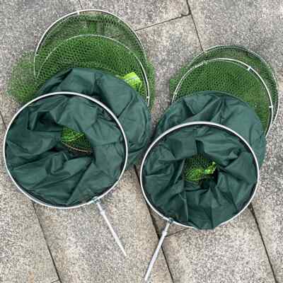 Grabber Fishing Net Fishing Basket Dip Net Folding Double Stainless Steel Rings-image