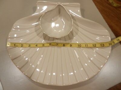 Large Shell Chip & Dip/ Seafood & Sauce Ironstone Serving Bowl 14