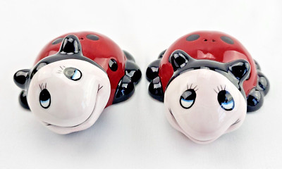 Ceramic Ladybug Salt & Pepper Shakers NOHO Studio for Smart Choice Hand Painted-image