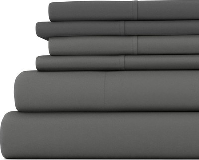 Linen Market 6 Piece Bed Sheet Set, Gray, Queen-image