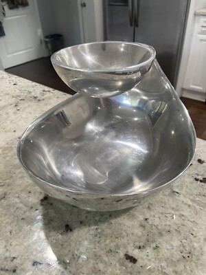 nambe´Large Scoop Server Chip Dip #MT0253-2010 By Wei Young Classic Silver Alloy-image