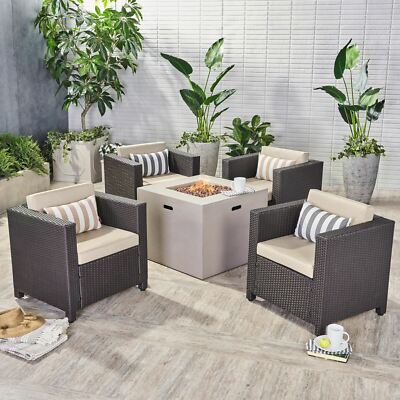 Venice 4-Seater Outdoor Fire Pit Chat Set-image