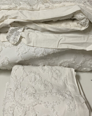 🧷 MADISON PARK 3pc COMFORTER SET KING/CAL KING, DAMASK, WHITE, -image