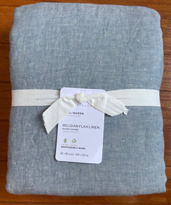 NEW $279 Pottery Barn Belgian Flax Linen DUVET COVER Full/Queen 92