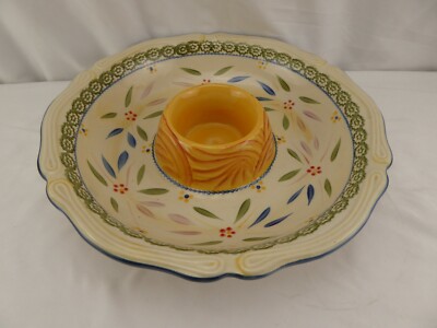 Temptations Old World Large Green Chip Dip Bowl One Piece-image