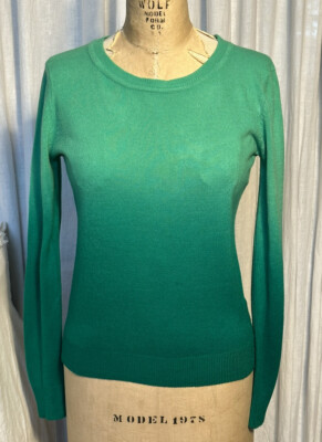 Miami Womens dip dyed Green L Skeeve Sweater Sz S pre-owned -image