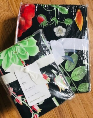 Pottery Barn Poppy Floral Duvet Cover Black King 2 King Shams Reversible 3pc 🦩-image