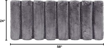 Madison Park Tufted Pearl Channel Absorbent Bathroom Rugs Runner Gray 24