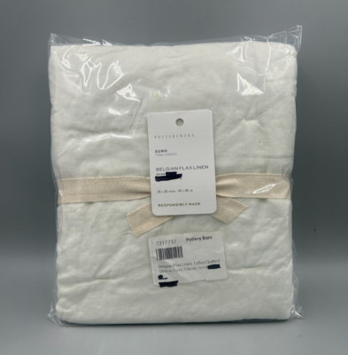 Pottery Barn Belgian Flax Linen Tufted Quilted Sham Classic Ivory Euro #4829E-image