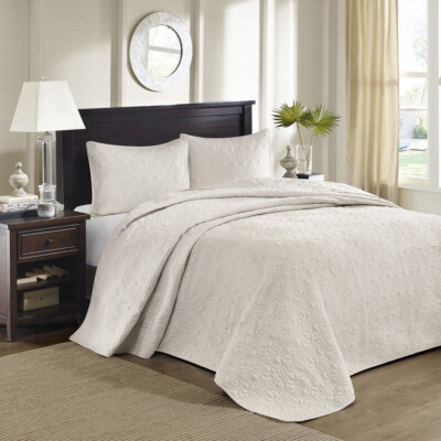 3 Piece Reversible Bedspread Set Cream King-image