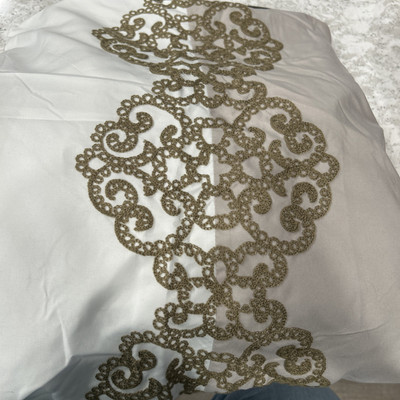 Madison Park Tan Embroidered Microfiber 3-Pc Duvet Cover Set, King Never Used-image