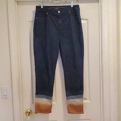 Chicos So Slimming Girlfriend Slim Leg Ankle Jeans Size 1.5R Ombre Dip Dye EUC-image