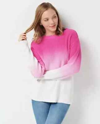 All Worthy Hunter McGrady Dip-Dye Shaker Sweater Bright Rose Large A392065-image