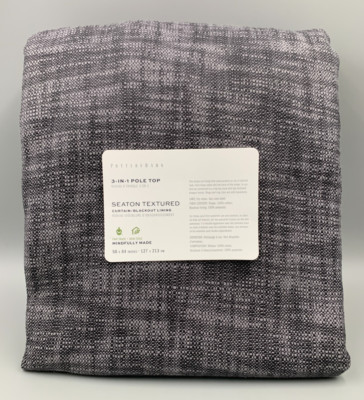 Pottery Barn Seaton Textured Blackout Curtain Charcoal Gray 50