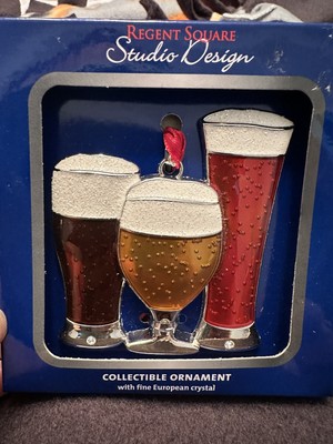 Regent Square Studio Design Beer Glasses w/ European Crystals Holiday Ornament-image