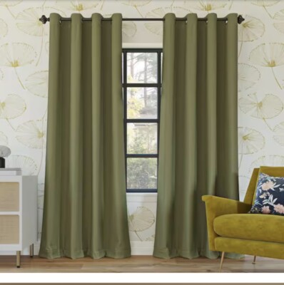 Oslo Theater Grade Sage Green Solid 52 in. W x 95 in. L Thermal Grommet ( 1 )-image