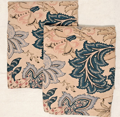 Pottery Barn Karala Paisley Standard Sham Linen Blend - Tan Blue Pink a Pair-image