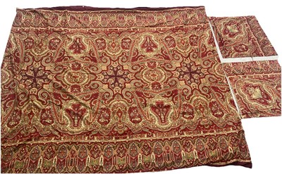 ❤️ Pottery Barn King Duvet Set Paisley Euro Pillow Sham Cover 100% Cotton red-image