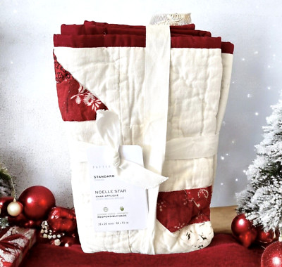 Pottery Barn Handcrafted Appliquéd NOELLE STAR Quilted Sham Standard Size NEW-image