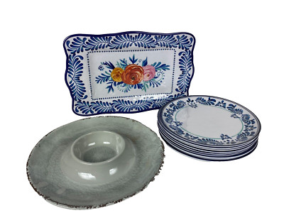 13pc Melamine Plates, Serving Trays and Dipping Tray-image