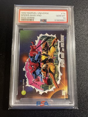 1992 Marvel Universe Spider-Man and Wolverine #74 PSA 10 GEM MINT-image